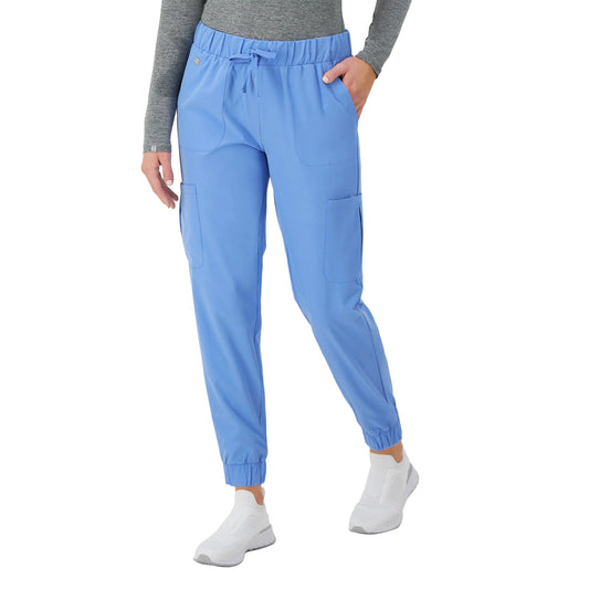 Hanes Women's Scrubs Cargo Joggers, Healthcare Scrub Joggers for Women, Moisture Wicking Large Ciel Blue