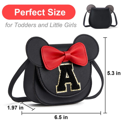 Toddler Purse Gifts for Girls, Little Girl Purse Kids Wallet Crossbody Bag Toys Birthday Gift for Girl Black-black Initial I