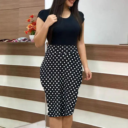 Printed Office Midi Pencil Dress Large Women Dress