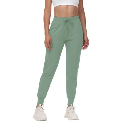 GAYHAY Joggers for Women with Pockets - High Waist Drawstring Stretchy Sweatpants for Athletic Gym Workout Running Travel Sage Green Large