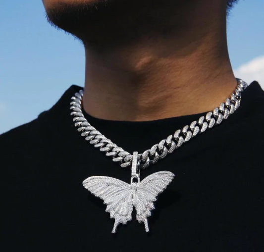 Iced Out Butterfly Pendant